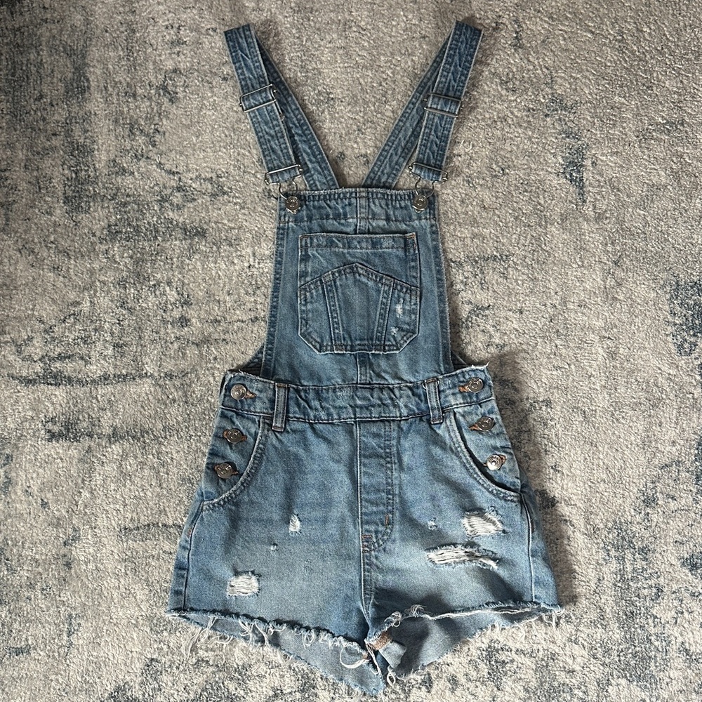 Divided Light Blue Denim Short Overalls